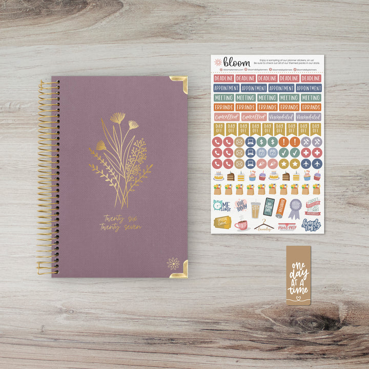 2026-27 Hard Cover Planner, 5.5" x 8.25" | Purple Linen - bloom daily planners