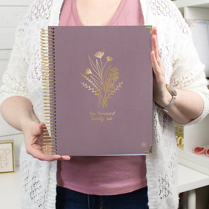 2026 Hard Cover Planner, 8.5" x 11", Linen, Purple