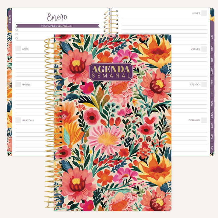 Undated Spanish Planner, Cheerful Garden