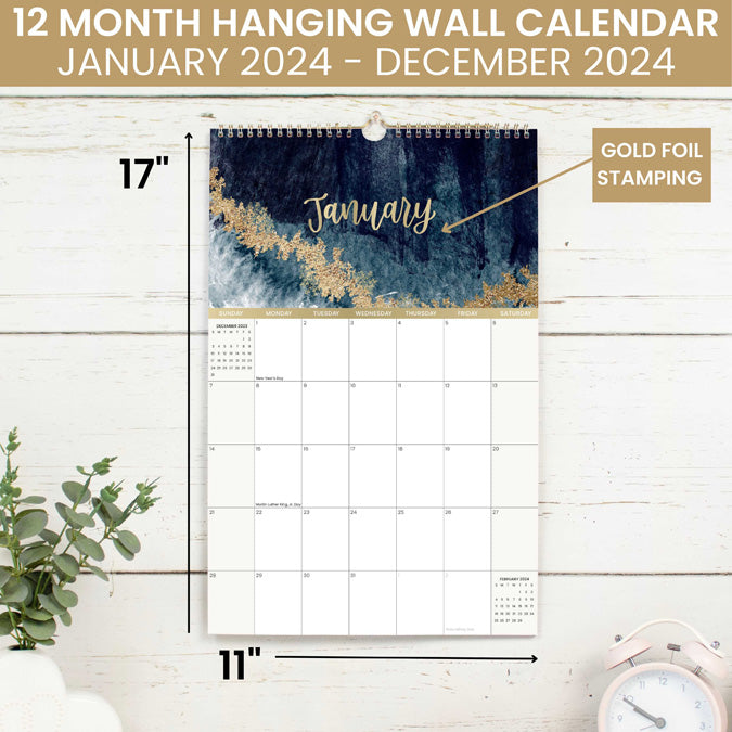 2024 Hanging Calendar, 11" x 17", Watercolor