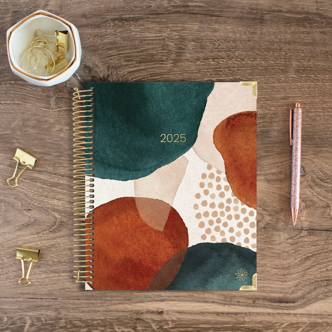 2025 Vision Planner, 7.5" x 9", Earthy Abstract, Green