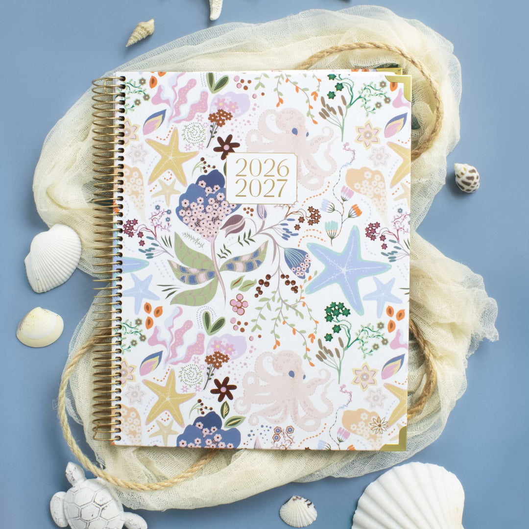 2026–27 Hard Cover Planner, 8.5" x 11" | Seaside Whimsy - bloom daily planners