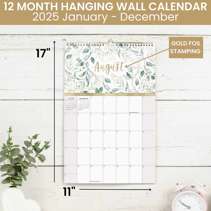 2025 Hanging Calendar, 11" x 17", Seasonal