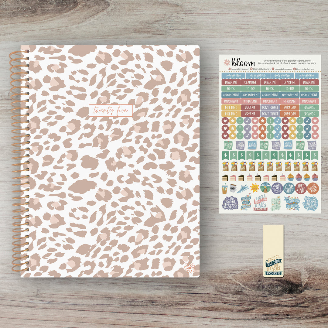 2025 Soft Cover Planner, 8.5" x 11", Tan Leopard