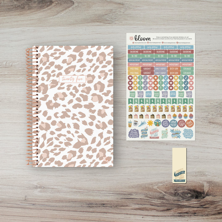 2025 Soft Cover Planner, 5.5" x 8.25", Tan Leopard