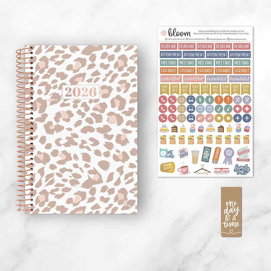 2026 Soft Cover Planner, 5.5" x 8.25", Tan Leopard