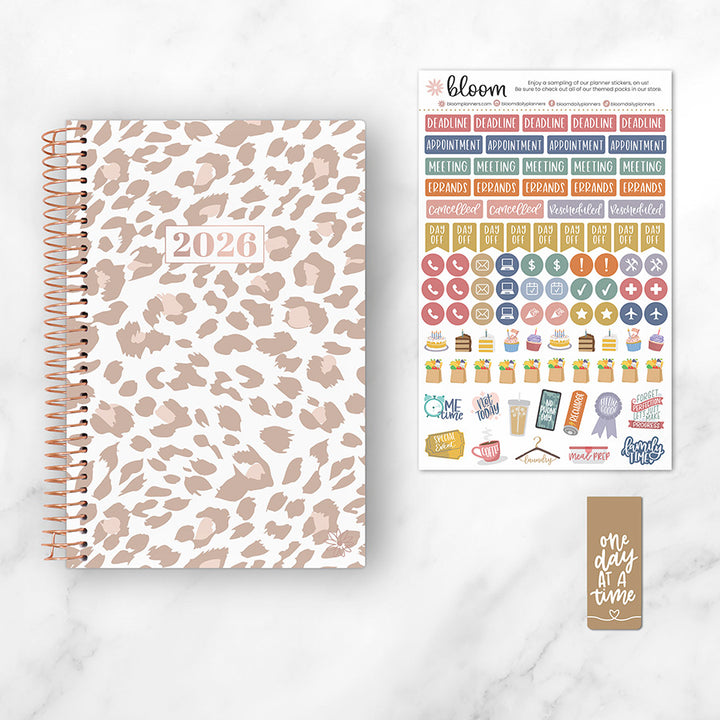 2026 Soft Cover Planner, 5.5" x 8.25", Tan Leopard