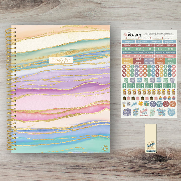 2025 Soft Cover Planner, 8.5" x 11", Watercolor Waves