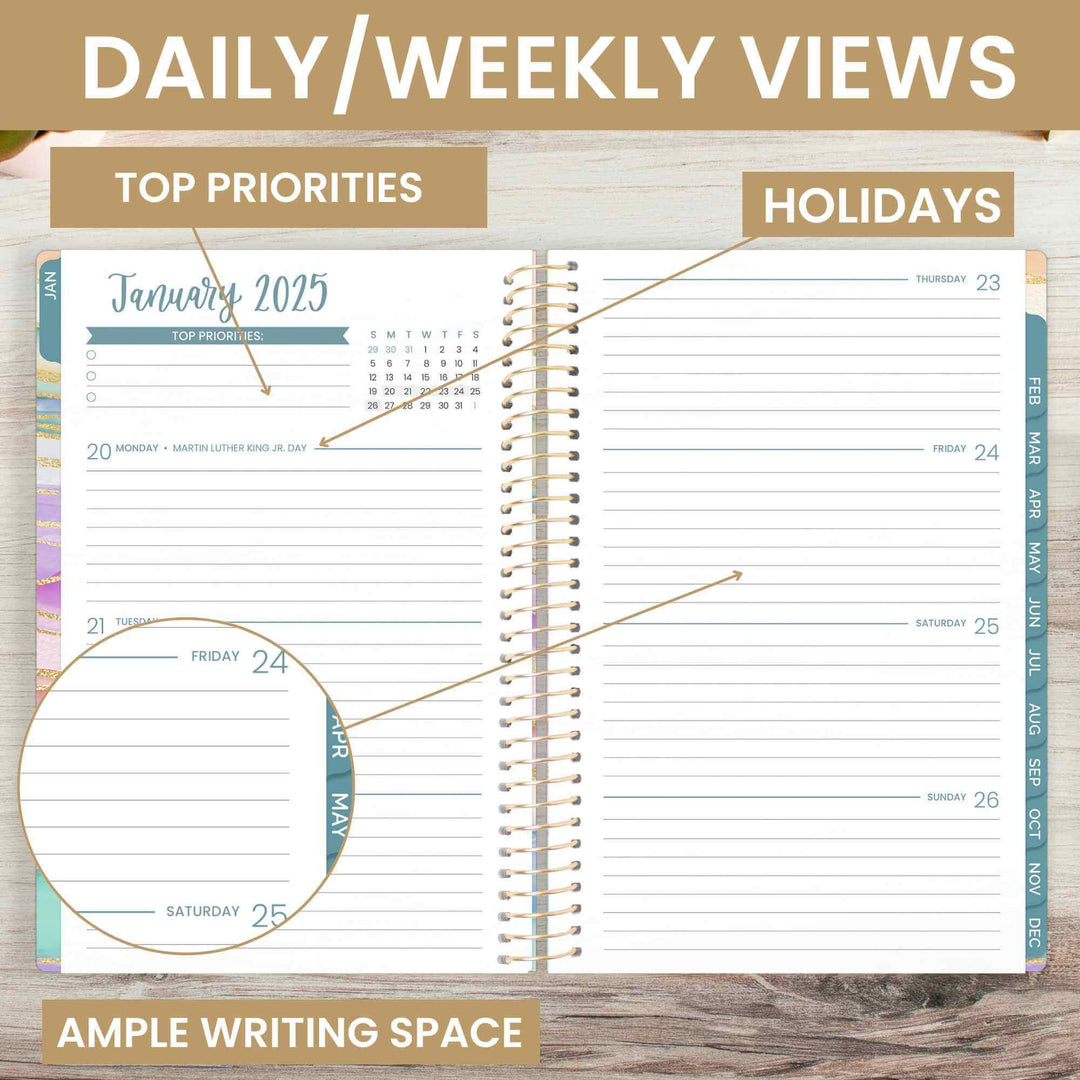 2025 Soft Cover Planner, 5.5" x 8.25", Watercolor Waves