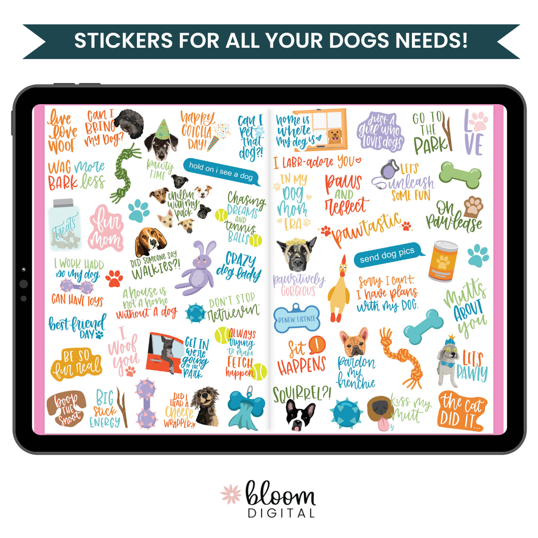 Digital Planner Stickers, Dog Lovers