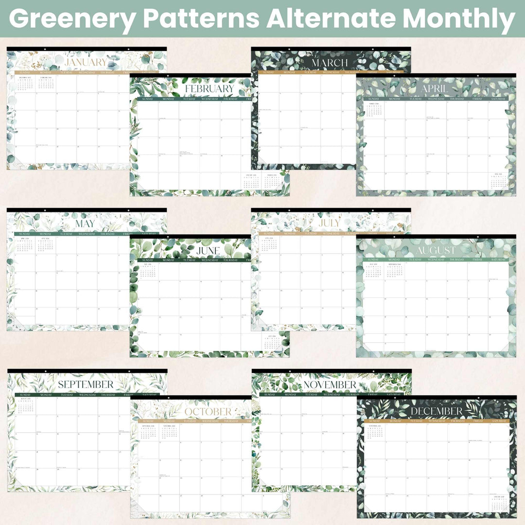 2026 Desk & Wall Calendar, 16" x 21", Greenery