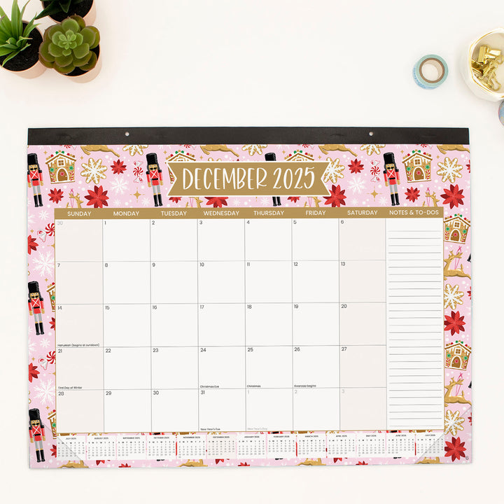 2025-26 Desk & Wall Calendar, 16" x 21", Holiday Icons