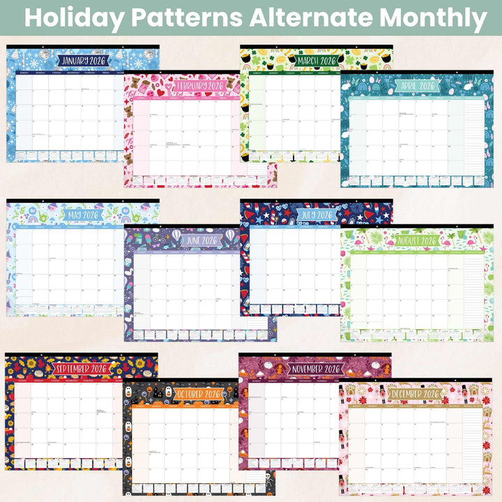 2026 Desk & Wall Calendar, 16" x 21", Holiday Icons
