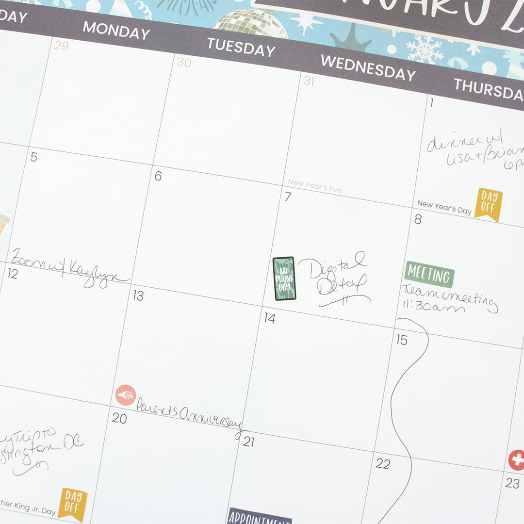 2026 Desk & Wall Calendar, 16" x 21", Holiday Icons