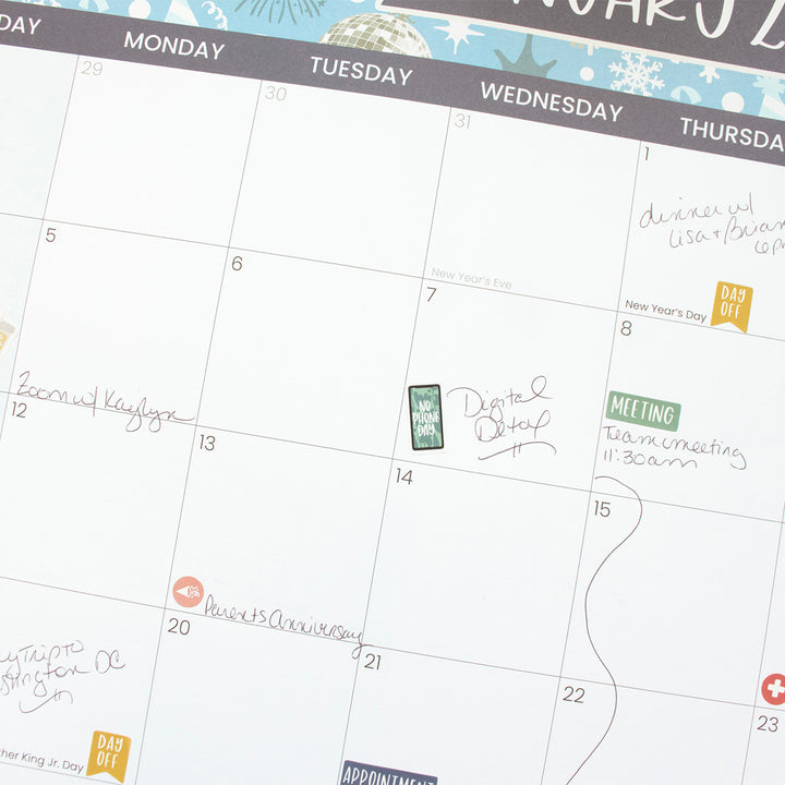 2026 Desk & Wall Calendar, 16" x 21", Holiday Icons