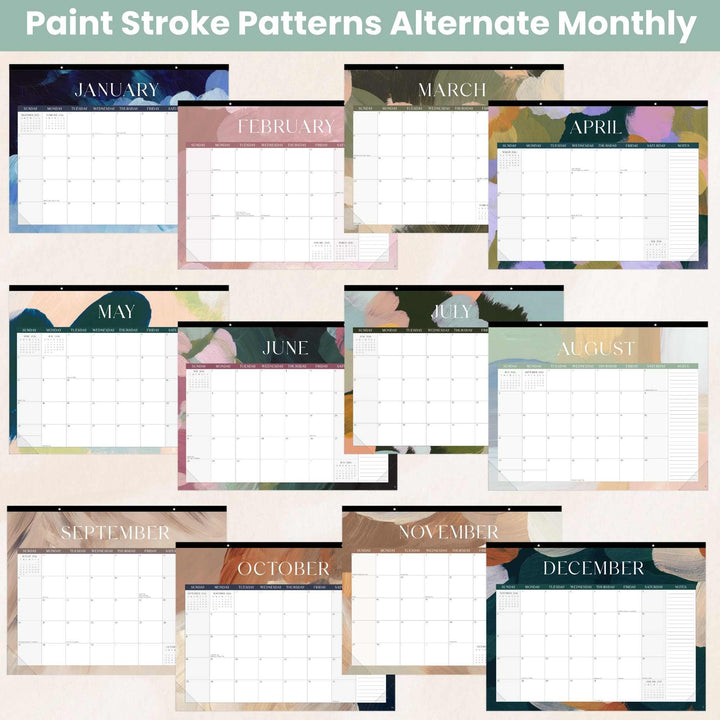 2026 Desk & Wall Calendar, 16" x 21", Paint Strokes