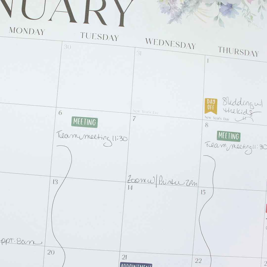 2026 Desk & Wall Calendar, 16" x 21", Seasonal Florals