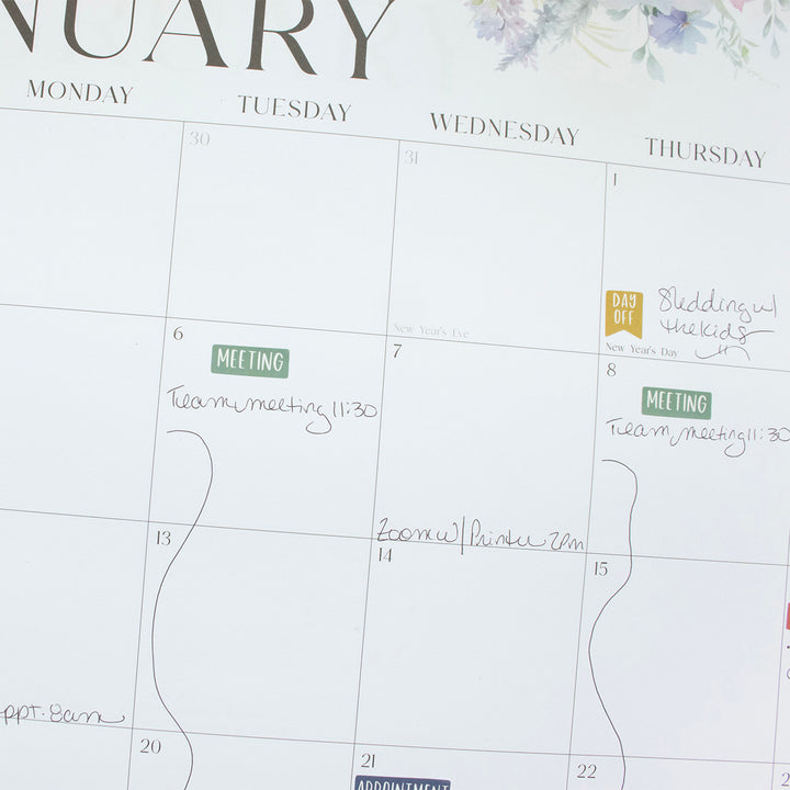 2026 Desk & Wall Calendar, 16" x 21", Seasonal Florals