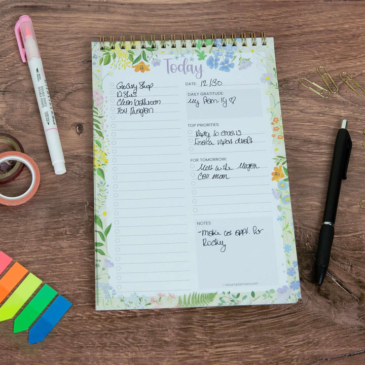 Spiral-Bound Daily To-Do List Pad, 6" x 9", Garden Party