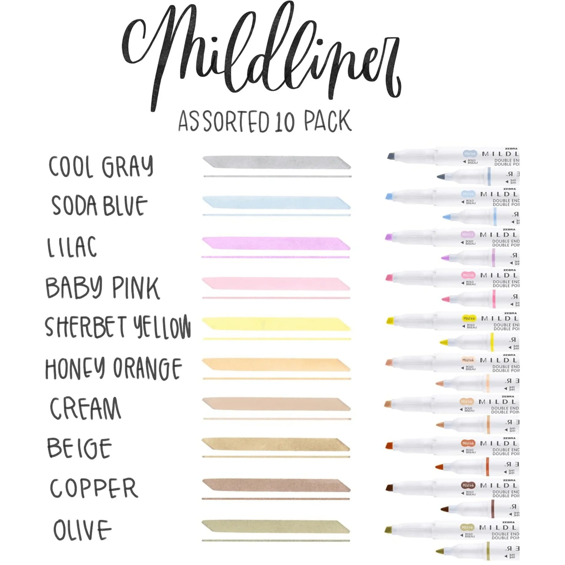 Zebra Neutral Mildliner Set – 10 Dual-Tip Markers – bloom daily planners