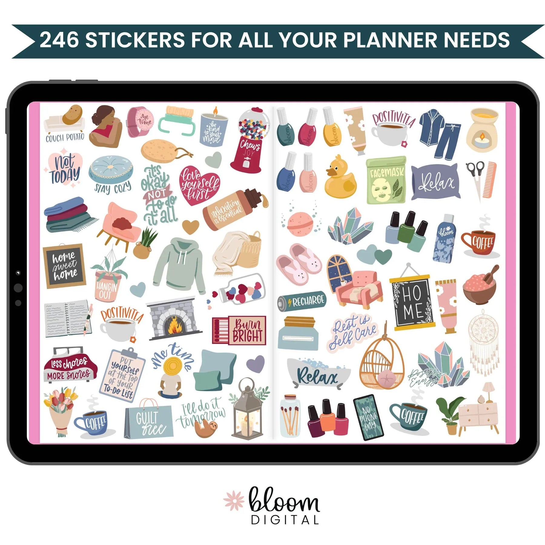 Rest Stickers Rest is Self-Care Digital Stickers for GoodNotes & More – bloom daily ...
