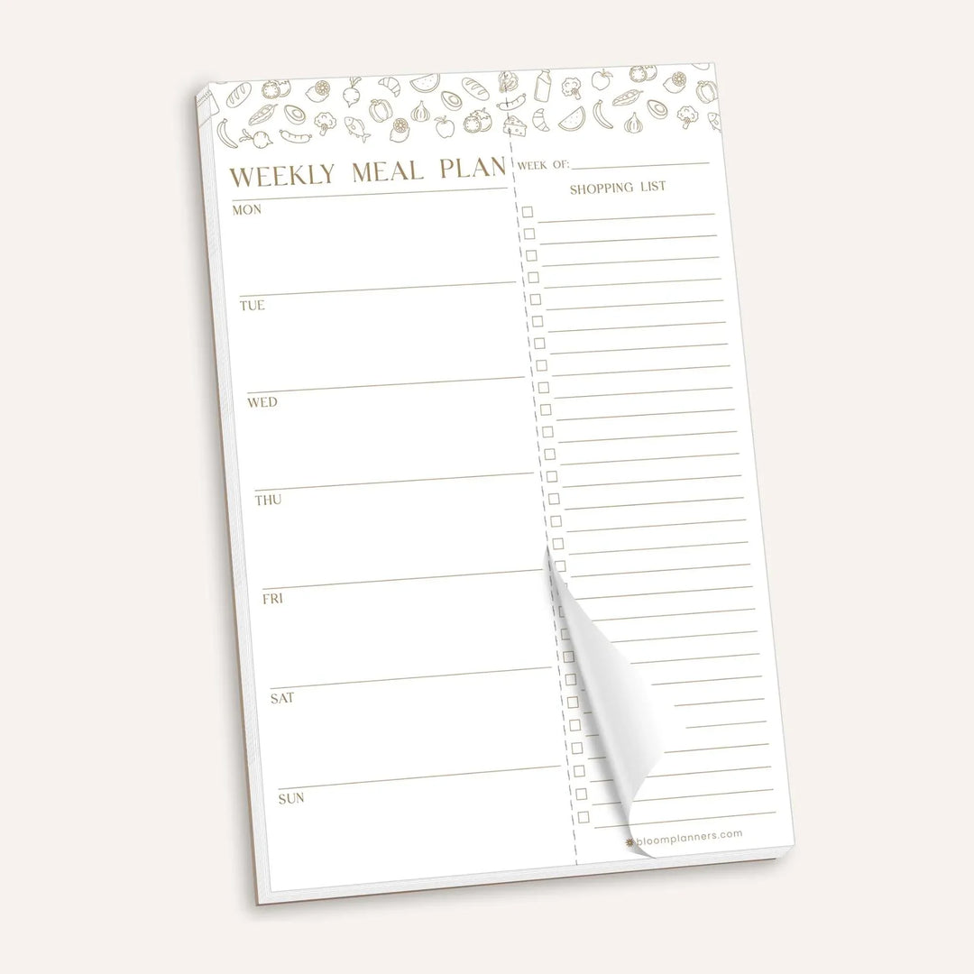 Planning Pad, 6" x 9", Meal Planning Pad with Magnets, Modern Gold