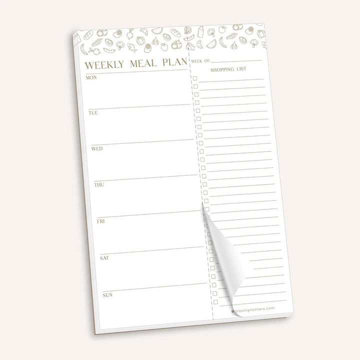 Planning Pad, 6" x 9", Meal Planning Pad with Magnets, Modern Gold