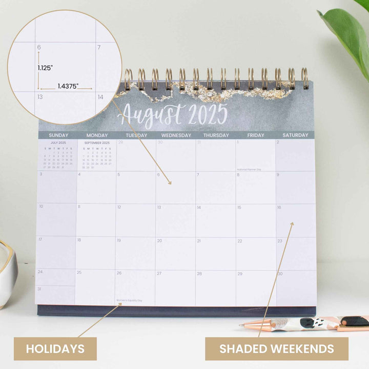 2025-2026 19 Month Standing Flip Desk Calendar, 8" x 10", Watercolor