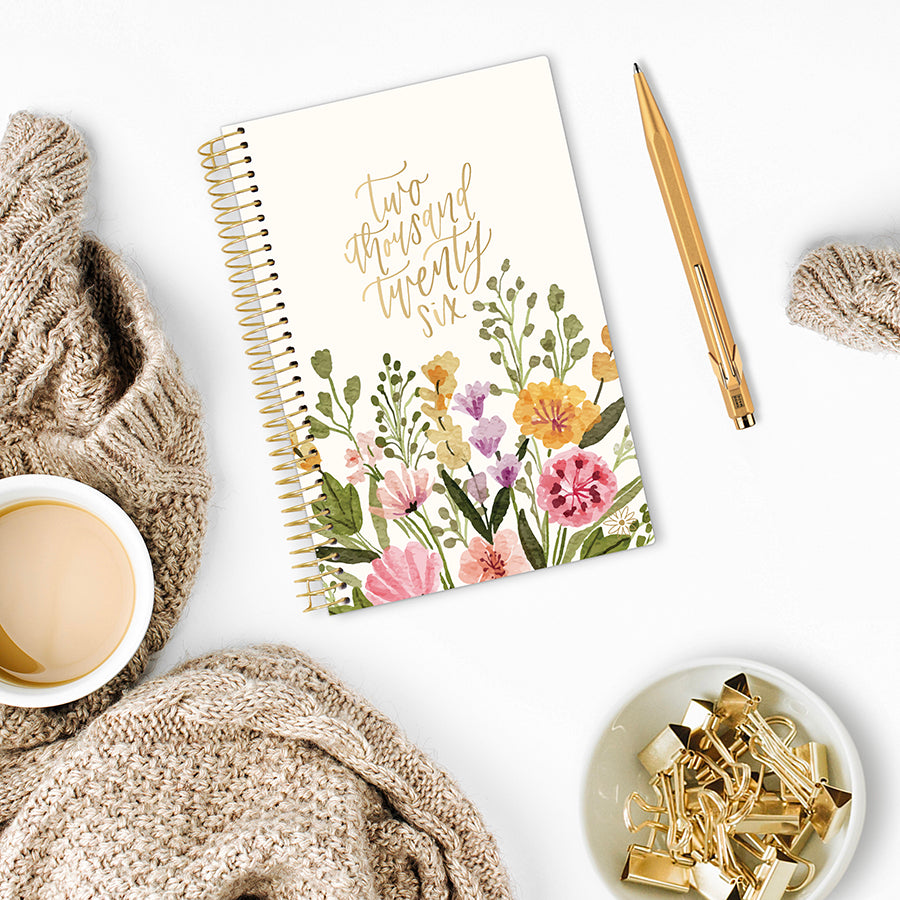 2026 Soft Cover Planner, 5.5" x 8.25", Beige Bouquet