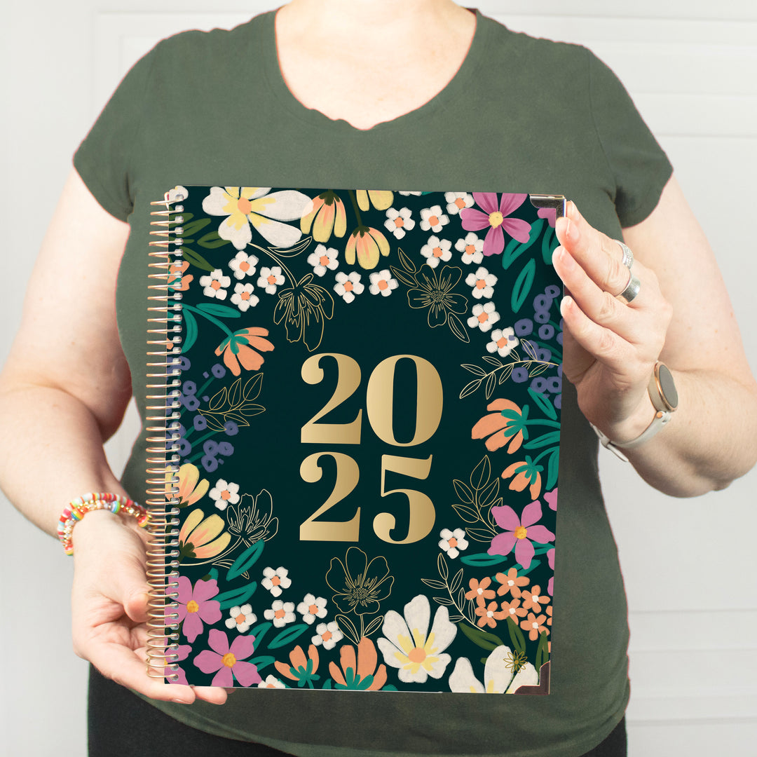 2025 Hard Cover Planner, 8.5" x 11", Blooming Wildly