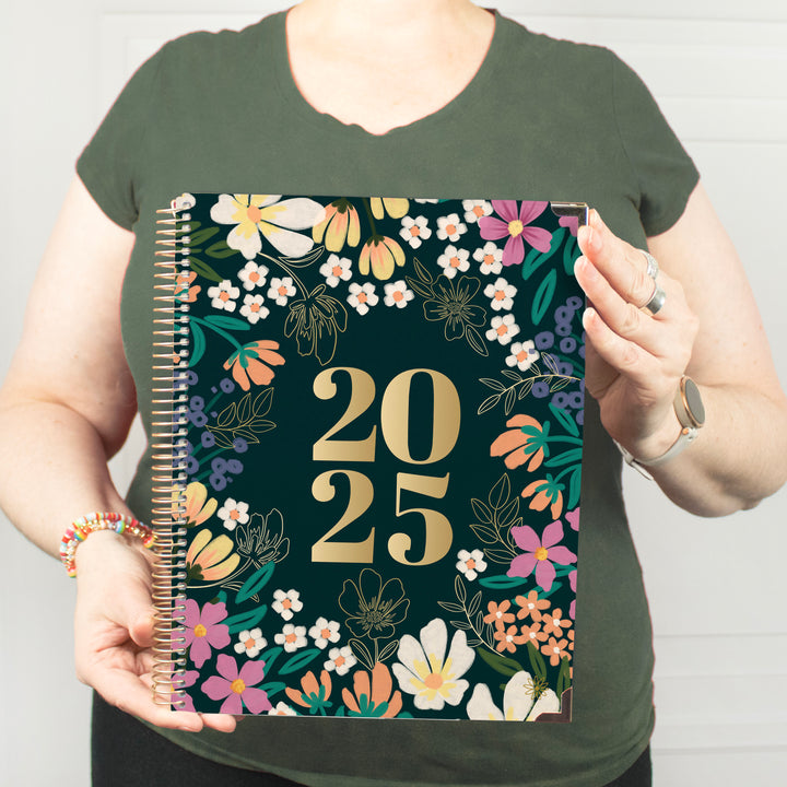 2025 Hard Cover Planner, 8.5" x 11", Blooming Wildly