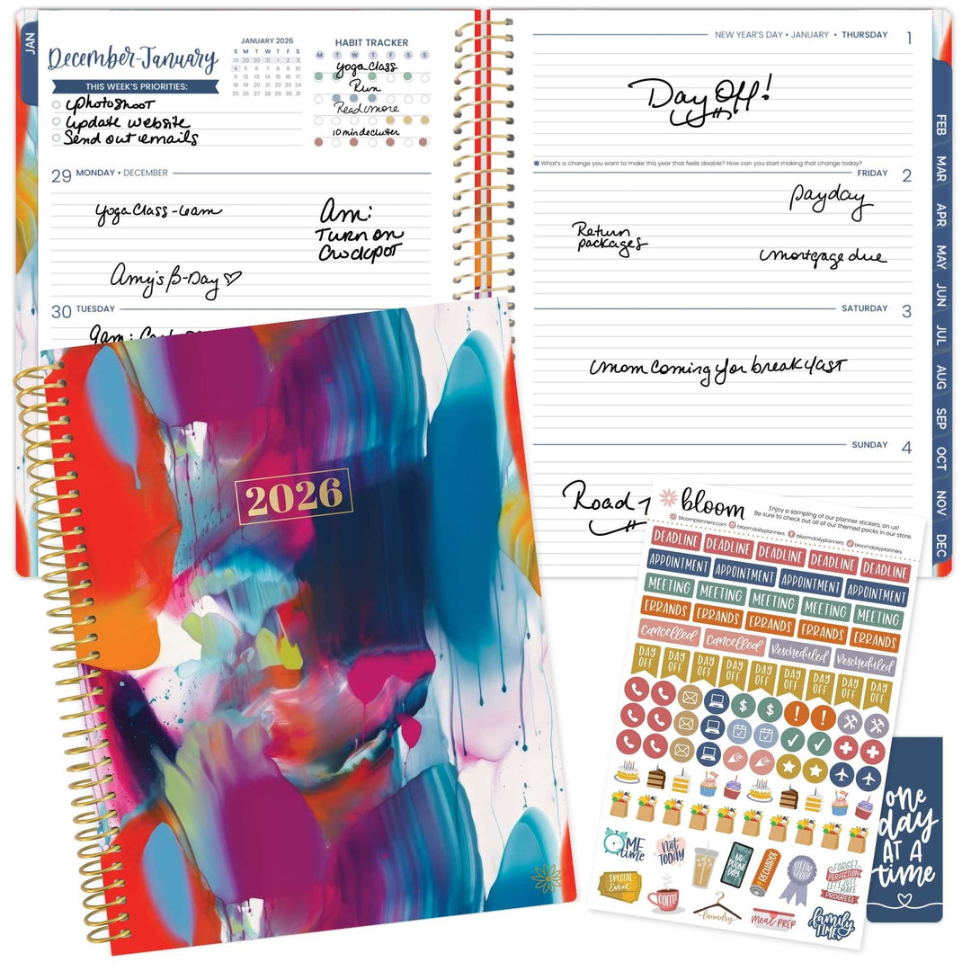 2026 Soft Cover Planner, 8.5" x 11", Brilliant Brushstrokes