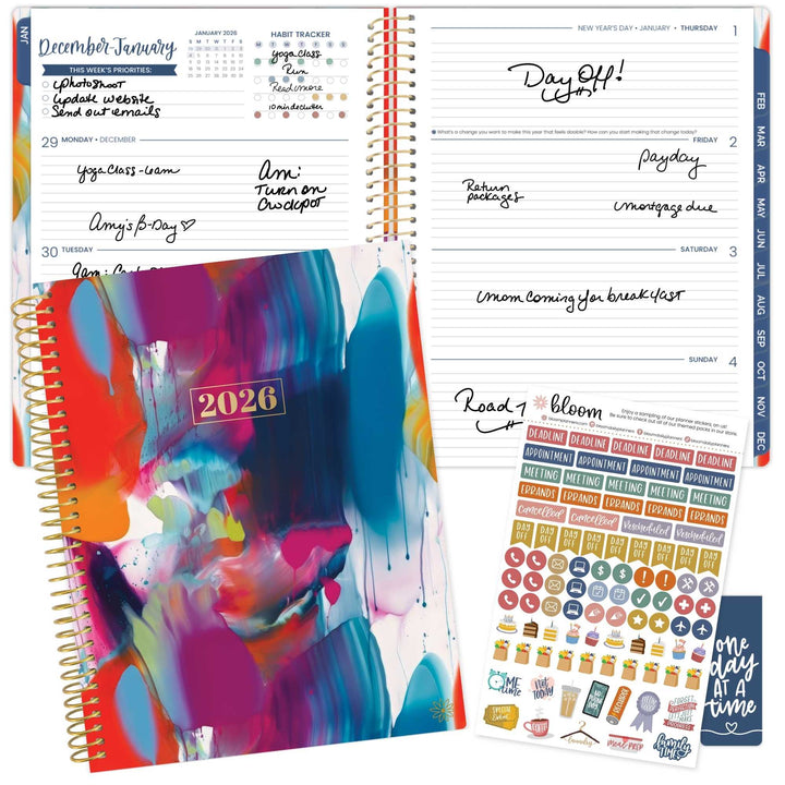 2026 Soft Cover Planner, 8.5" x 11", Brilliant Brushstrokes