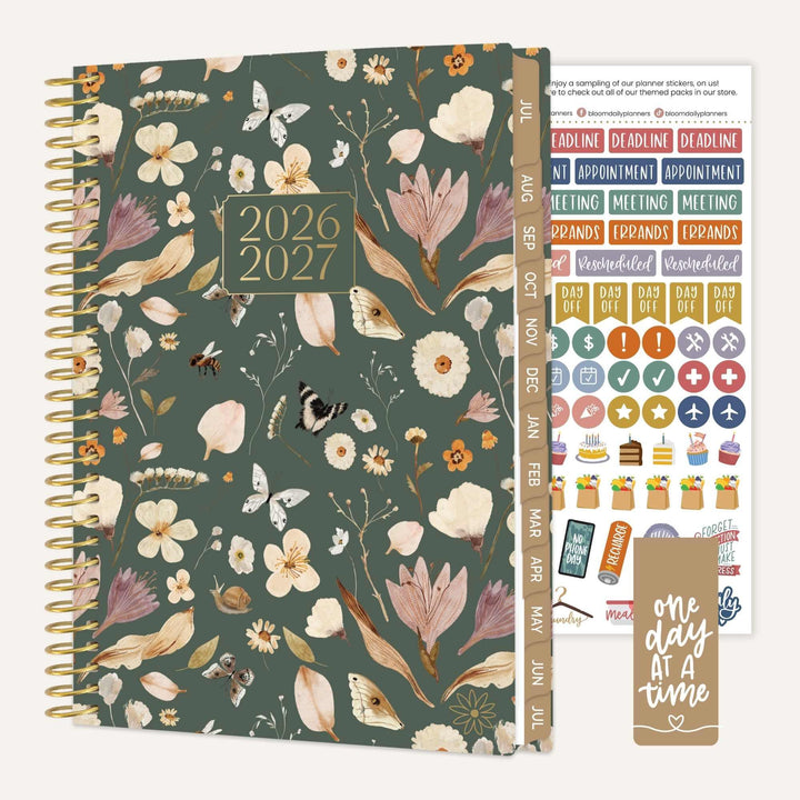 2026-27 Soft Cover Planner, 5.5" x 8.25" | Butterfly Garden - bloom daily planners