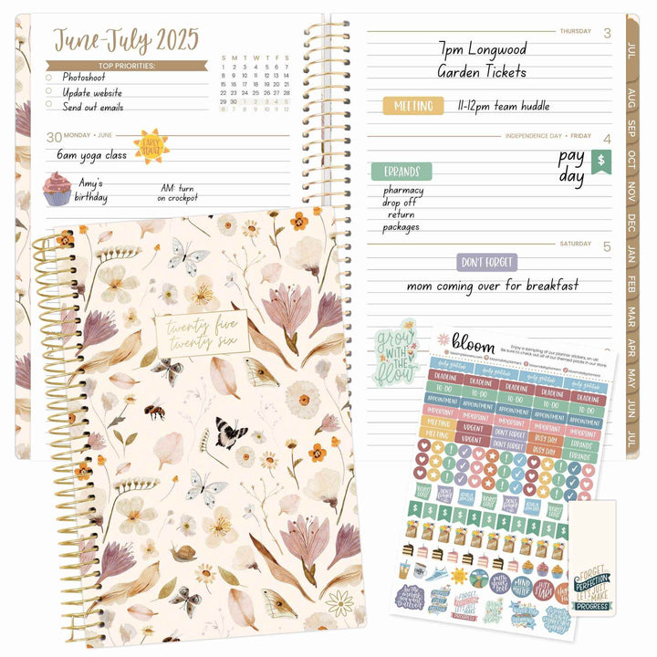 2025-26 Soft Cover Planner, 5.5" x 8.25", Butterfly Garden