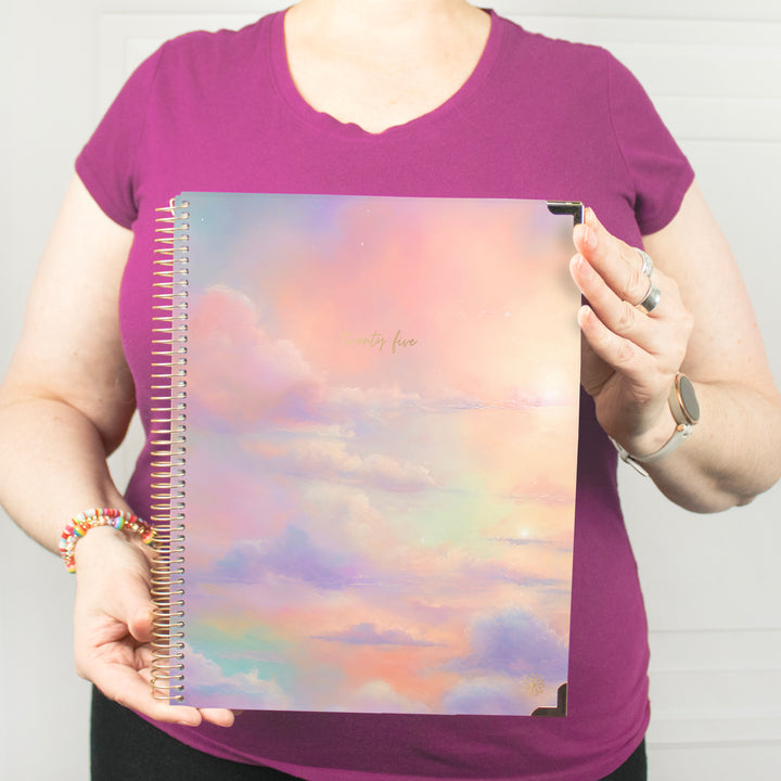 2025 Hard Cover Planner, 8.5" x 11", Cotton Candy Clouds