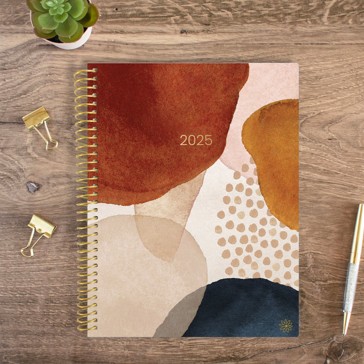 2025 Soft Cover Planner, 8.5" x 11", Earthy Abstract, Blue