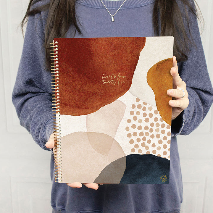 2024-25 Soft Cover Planner, 8.5" x 11", Earthy Abstract, Blue