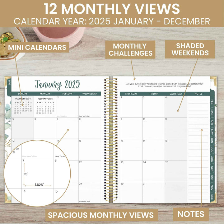 2025 Vision Planner, 7.5" x 9", Eucalyptus, White