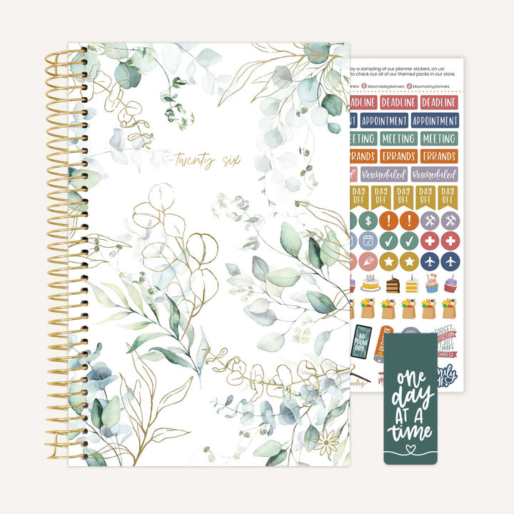 2026 Soft Cover Planner, 5.5" x 8.25", Eucalyptus, White