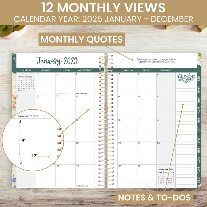 2025 Soft Cover Planner, 5.5" x 8.25", Garden Party, Beige