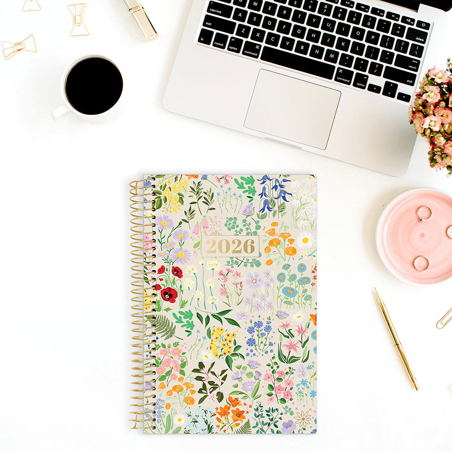 2026 Soft Cover Planner, 5.5" x 8.25", Garden Party, Beige
