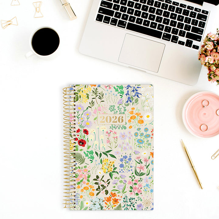 2026 Soft Cover Planner, 5.5" x 8.25", Garden Party, Beige