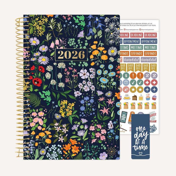 2026 Soft Cover Planner, 5.5" x 8.25", Garden Party, Navy