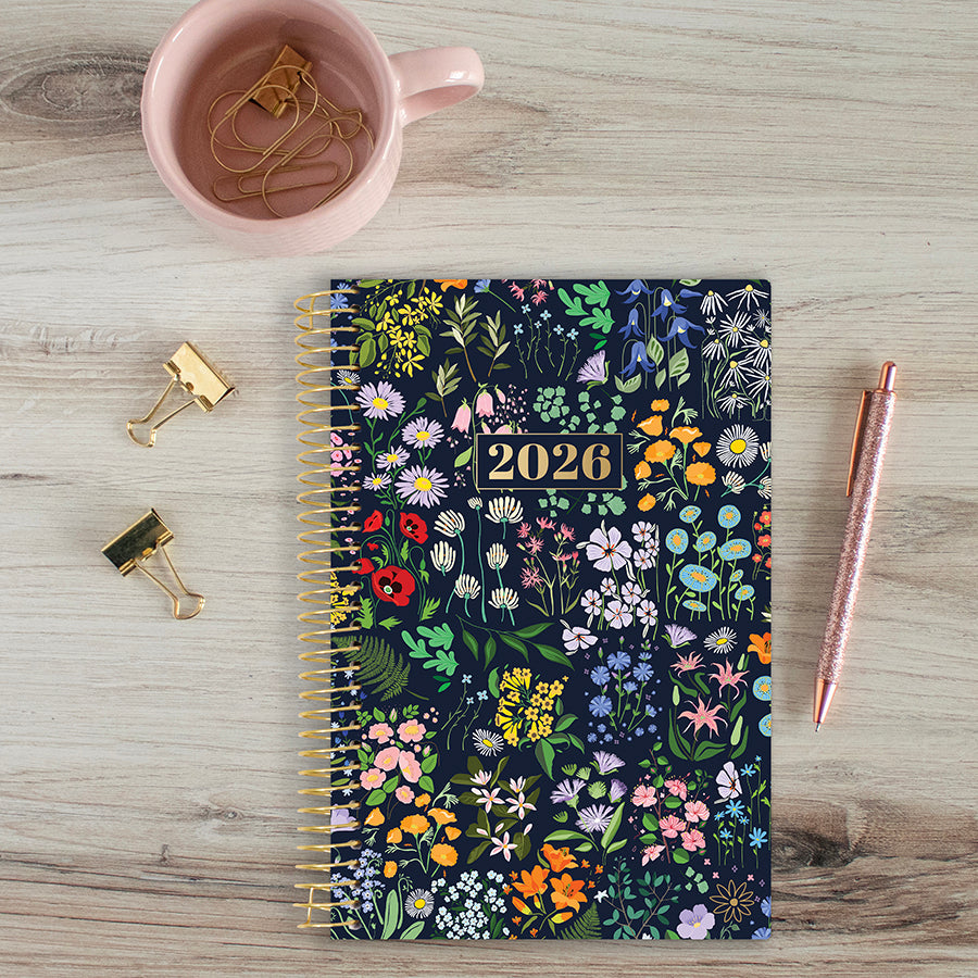 2026 Soft Cover Planner, 5.5" x 8.25", Garden Party, Navy