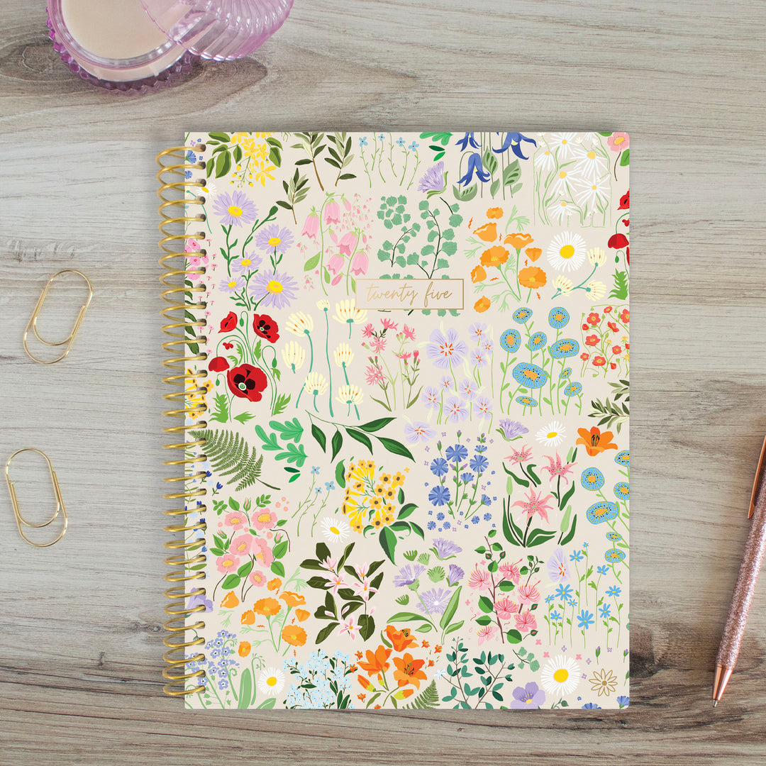 2025 Soft Cover Planner, 8.5" x 11", Garden Party, Beige