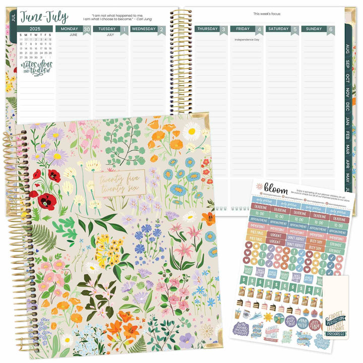 2025-26 Vision Planner, 7.5" x 9", Garden Party, Beige