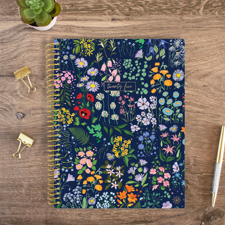 2025 Soft Cover Planner, 8.5" x 11", Garden Party, Navy