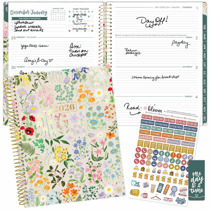 2026 Soft Cover Planner, 8.5" x 11", Garden Party, Beige