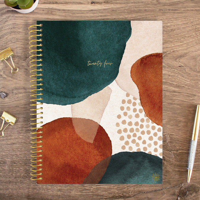 2024 Soft Cover Planner, 8.5" x 11", Earthy Abstract, Green